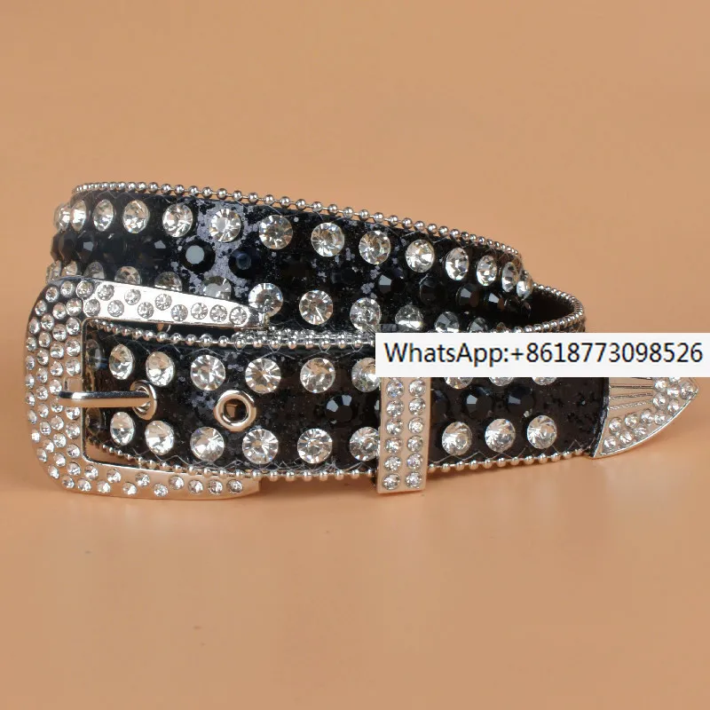 women's-needle-buckle-rhinestone-inlaid-belt-fashionable-edge-bead-european-and-american-new-wide-and-elongated-dance-flash