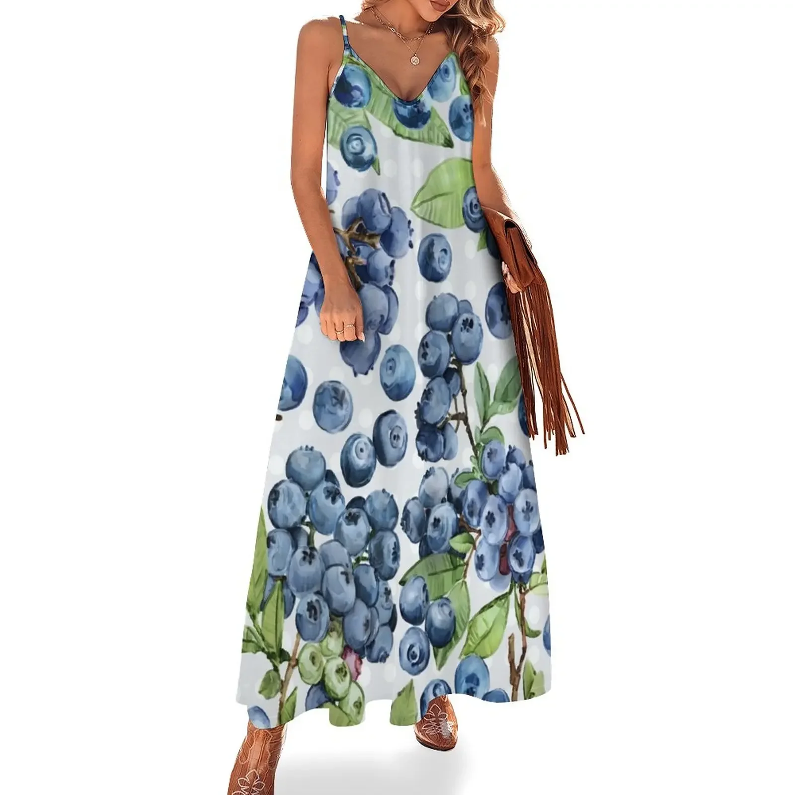 

Watercolor blueberry Sleeveless Dress Casual dresses beach dress