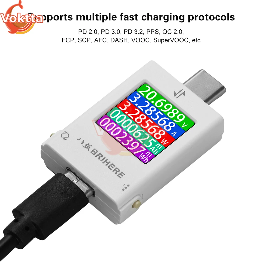 DC 4.5-50V 6A 다기능 타입-C 테스터 모바일 충전 감지기 DC 볼트미터 암페어미터 전력계 전압 전류 테스터