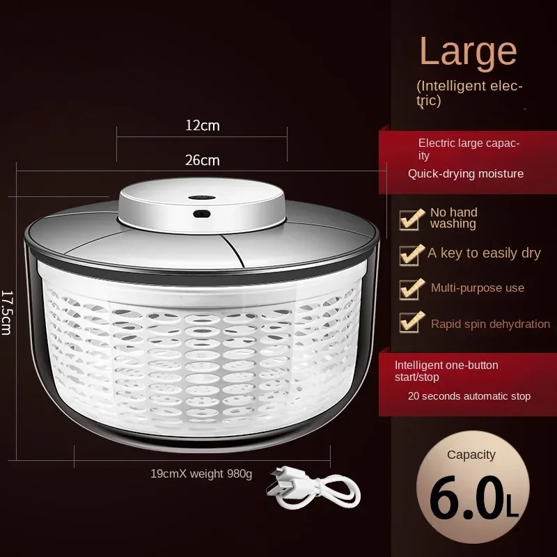 Automatic Electric Salad Spinner Food Strainers Salad Making Tool Multifunctional Vegetable Washer Vegetable Dryer Mixer