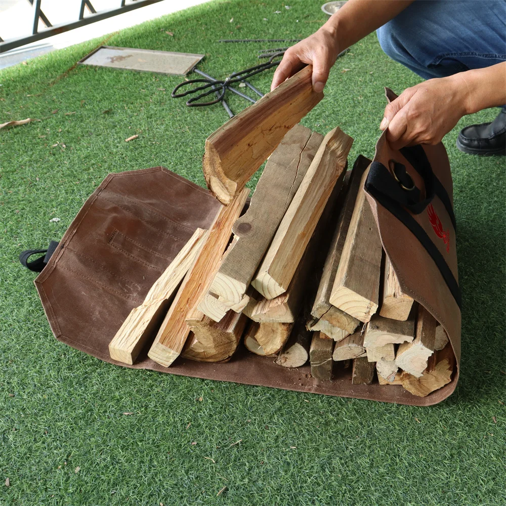 Large Capacity Firewood Storage Bag Waterproof Scratch-resistant Wood Log Carrier Outdoor Camping Firewood Holder Wood Carry Bag