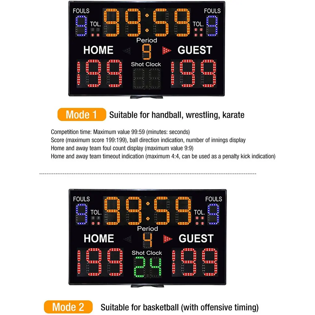 Digital Scoreboard Wall Hanging PortableRemote Electronic Scoreboard for Volleyball Outdoor Tennis Boxing Basketball