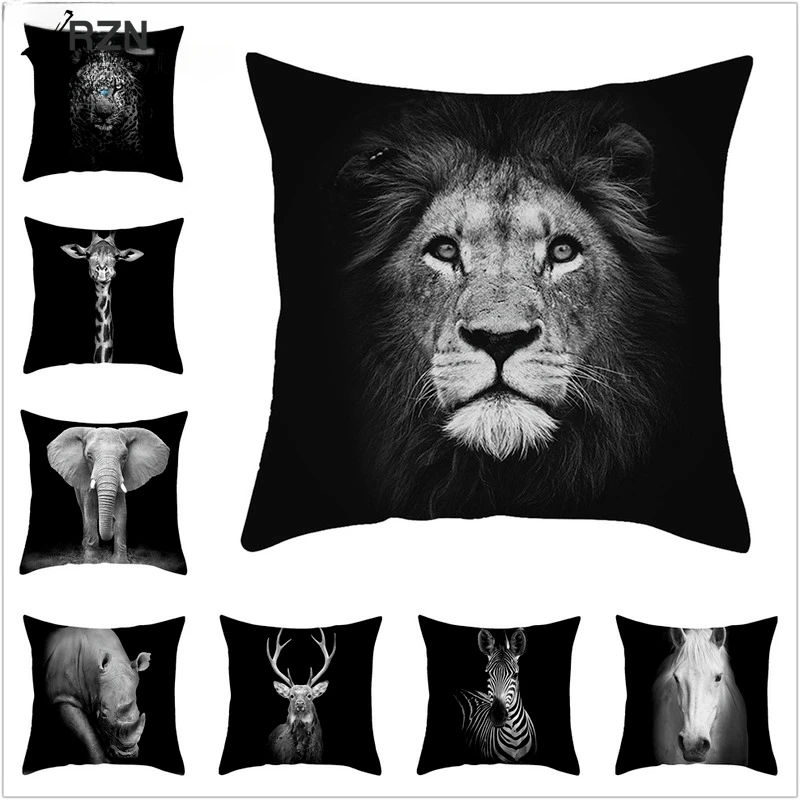 

Black and White Animal Pattern New Super Soft Pillow Case Home Decor Cushion Cover for Sofa Pillowcase Pillow Covers 45x45cm