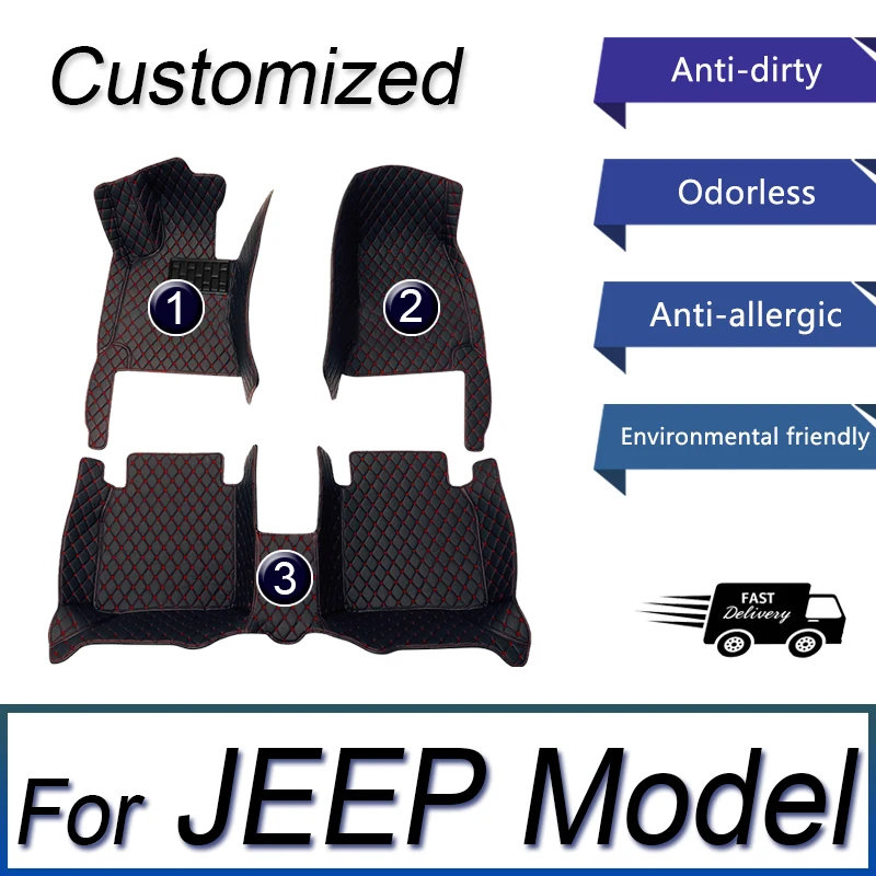 

Car Floor Mats For JEEP Compass Wrangler Grand Cherokee Renegade Patriot Liberty Commander Wagoneer Car Accessories 2022 2023