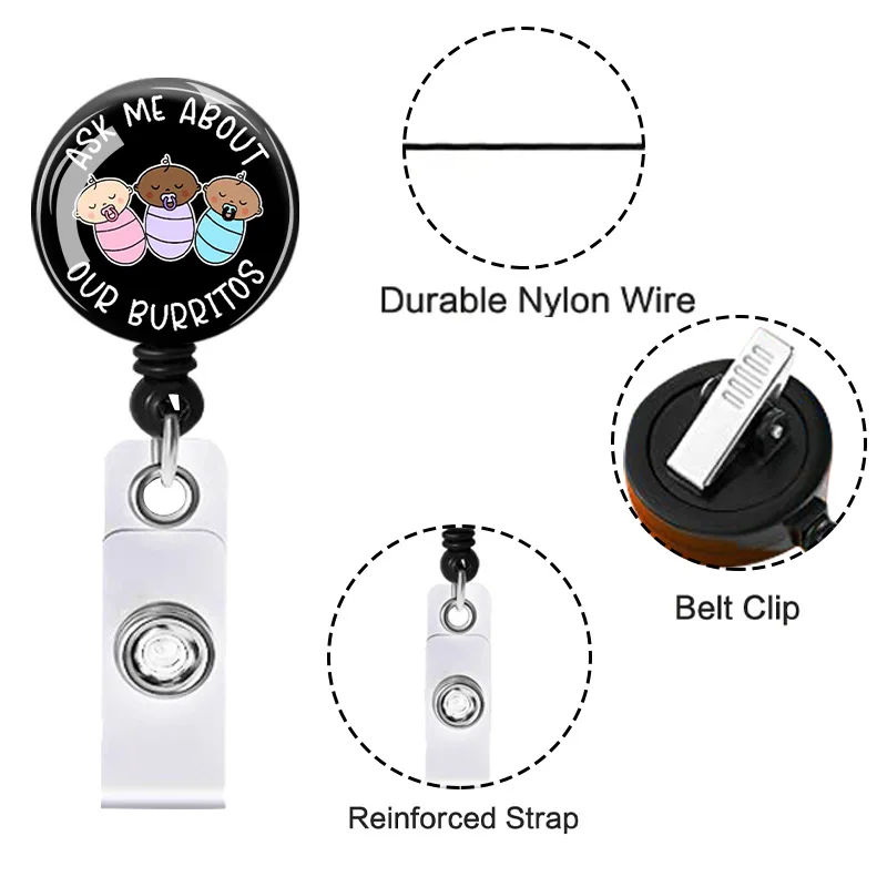 

ABS Plastic Retractable ID Tag Clip Pass Work Card Holder Clips Badge Holder Reels for Girl Nurse Staff