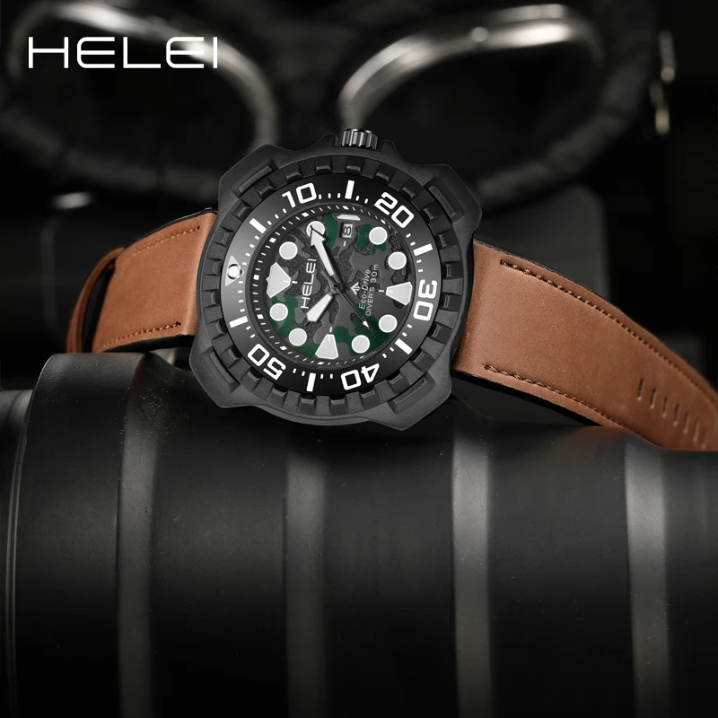 HELEI wrist guards sports men's watches men's luxury watches original fashion quartz wristwatch waterproof luminous wristwatch