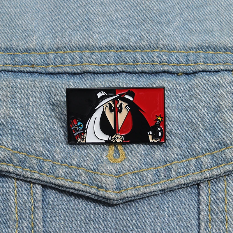 Comic Game Series Enamel Pins Black Spy White Spy A Comical Farce Brooches Lapel Badges Punk Jewelry Gift For Fans Friends