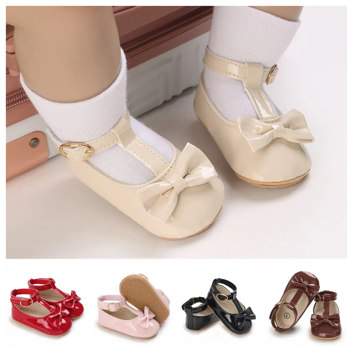 FashionBowTieChildrensShoesBabyFilmSoleLeatherShoes