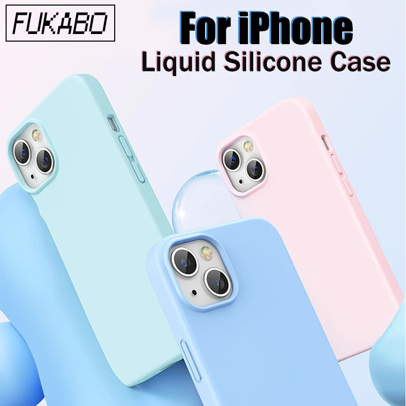 Liquid Silicone Phone Case For iPhone 13 Pro Max Case 12 Mini 11 Pro XS Max XR X 8 Plus SE 2020 Solid Color Fur Shockproof Cover case for iphone 13 pro max