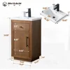 20 inch Bathroom Vanity with Ceramic Sink,with Doors and Removable Shelf, Modern Wood Cabinet with Marble Top, Solid Wood Frame 2