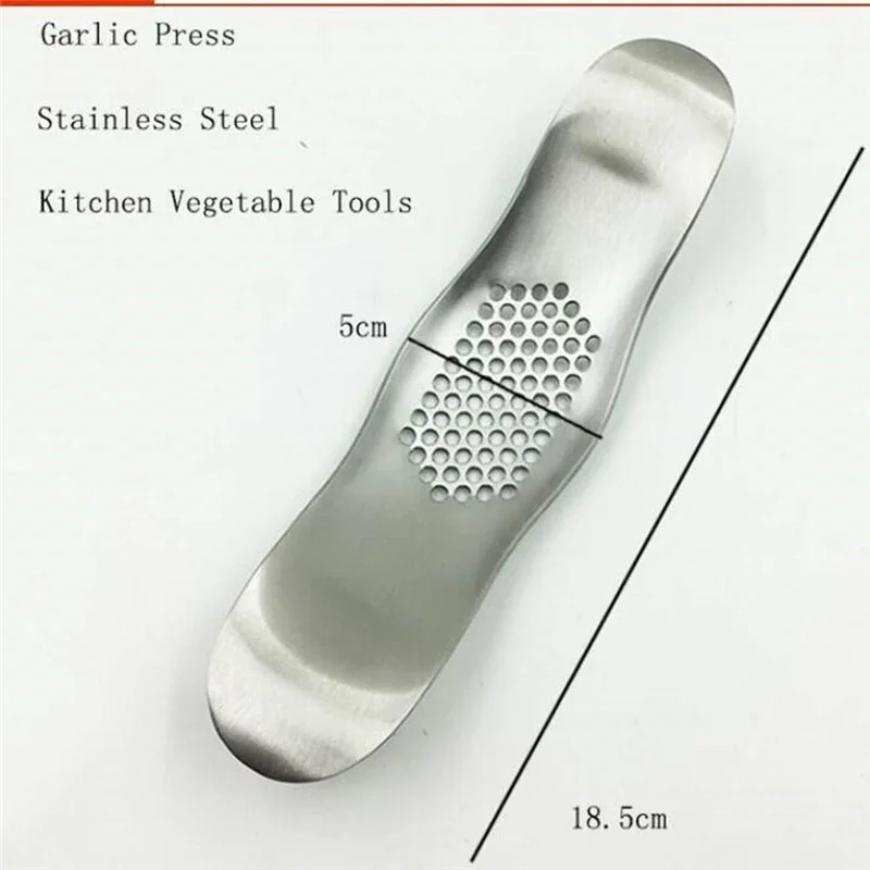 Description Picture 3 of itemStainless Steel Multi - function Manual Curved Garlic Press Creative Kitchen Garlic Cloves Tool