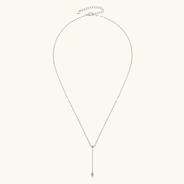 Moissanite Y-Shape Necklace – Marquise & Round Cut, 925 Silver