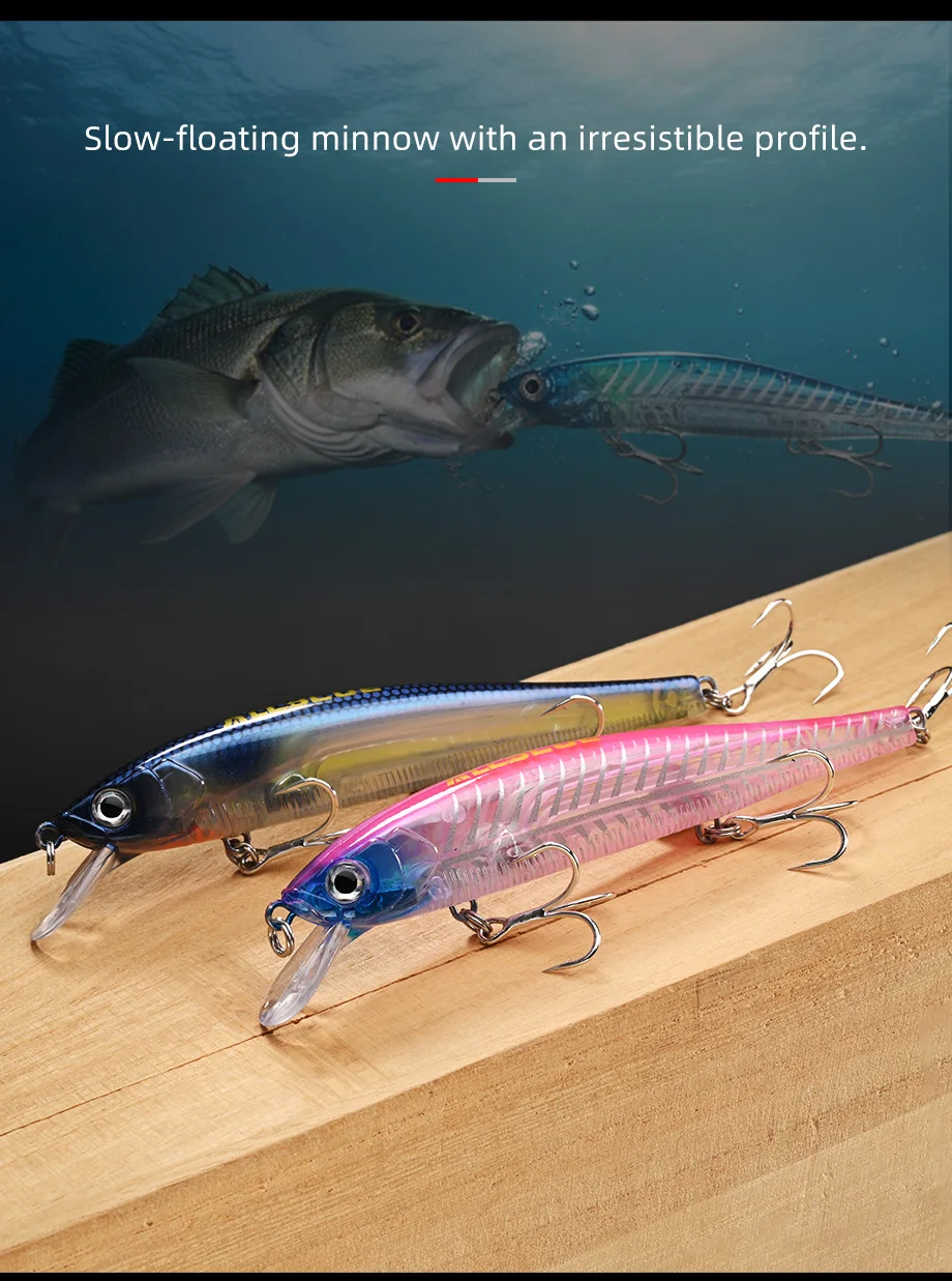 ALLBLUE 3D Jerkbait Wobbler Angelköder 110mm 14g 3DS Rollender Langsam Schwimmender Minnow für Barsch und Hecht Künstlicher Köder Angelzubehör – Detail 3