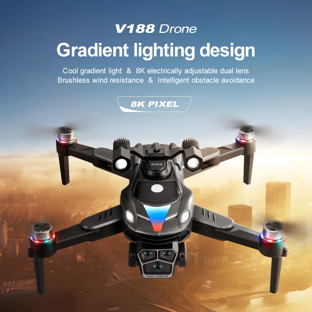 Description Picture 2 of itemIconic Brand V188 Drone 8K HD Aerial Professional Dual Cameras Optical Flow Positioning Avoidance WIFI Brushless Motor GPS Quadcopter