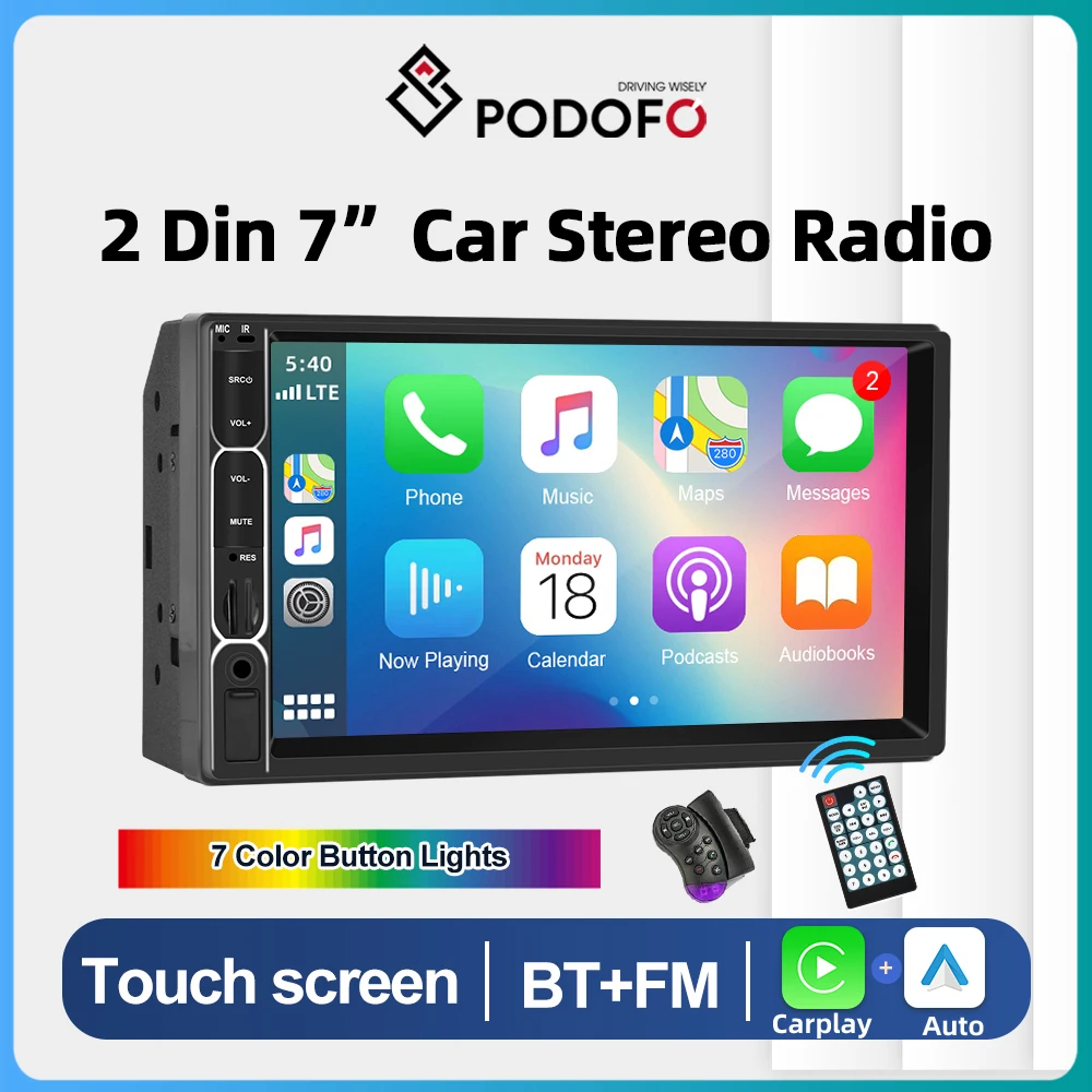 Podofo 2Din Autoradio 7 Pollici Carplay Android Auto Multimedia Lettore Mp5 Autoradio Bluetooth Usb Tf Fm Per Toyota Honda Autoradio