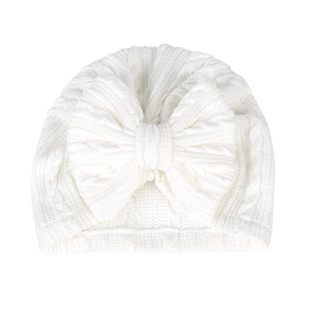 0-6M Lovely Bowknot Knitted Baby Hat Cute Solid Color Baby Girls Hat Turban Soft Newborn Infant Cap Knitting Beanies Head Wraps 5
