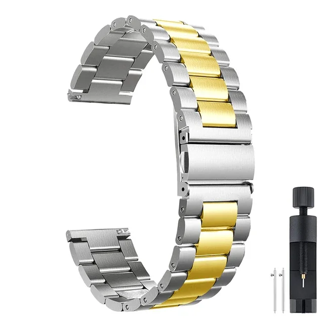 Elegant Metal Watch Strap, 22mm/20mm, Universal Fit