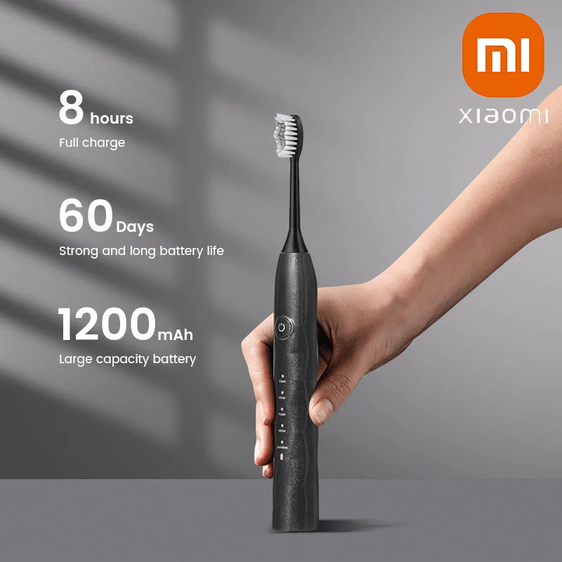 

Xiaomi New Electric Toothbrush Rotation Clean Teeth Adult Teeth Brush T007 Electric Tooth Brush With 2 Extra Replacement Heads