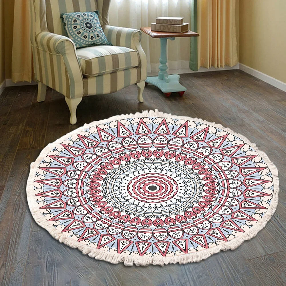 

Imitation cotton and linen retro bedroom, living room, bedside carpet, and floor mat rug