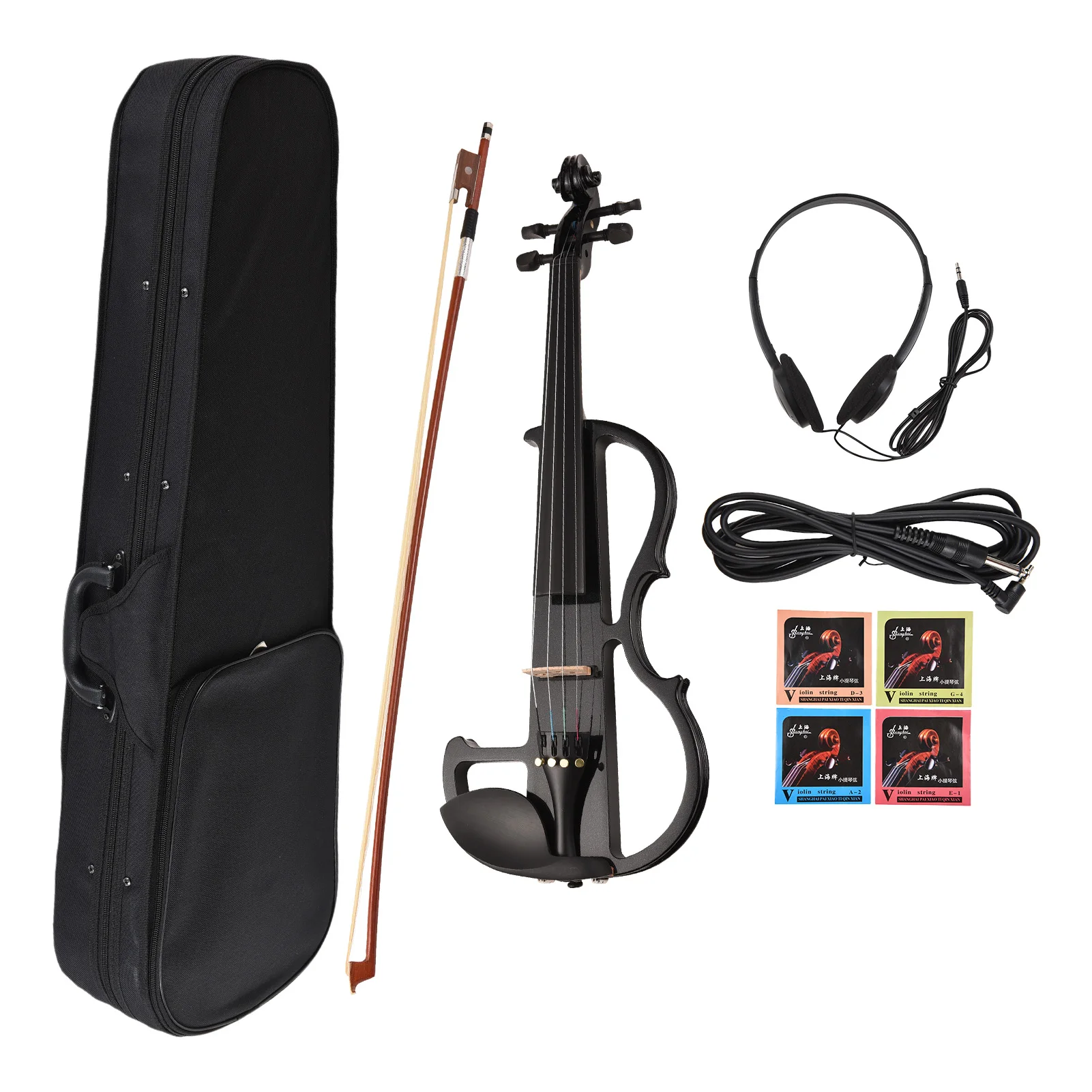 4/4 Violin Full Size Set Professional Silent Electric Violin for Beginner Student School Learners Electric with Hard Case