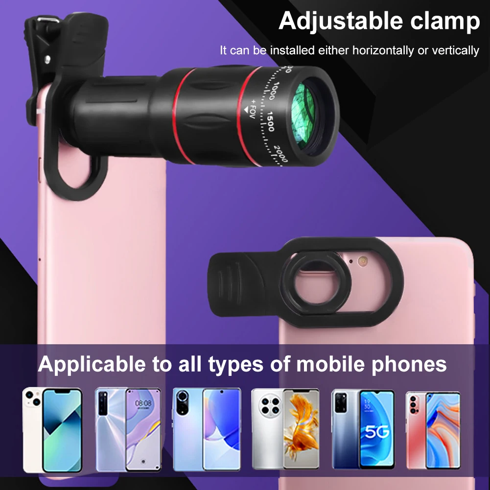 18/36/64X Telephoto Phone Lens Long Focus Zoom Cellphone Camera Lens Universal External Zoom Camera Lens for Android & iPhone