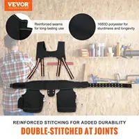 Tool Belt with Suspenders 1680D Polyester, 29 Pockets, 29-54 inches Adjustable Waist Size, Tool Belts for Men, Heavy Duty Carpen 2