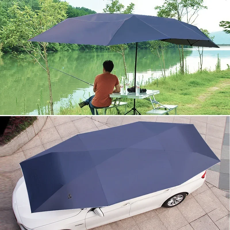 4.2x2.1m Car Summer Sunshade Umbrella Fully Automatic Folding Roof Summer Sunscreen Shed Remote Control Portable Canopy Cover