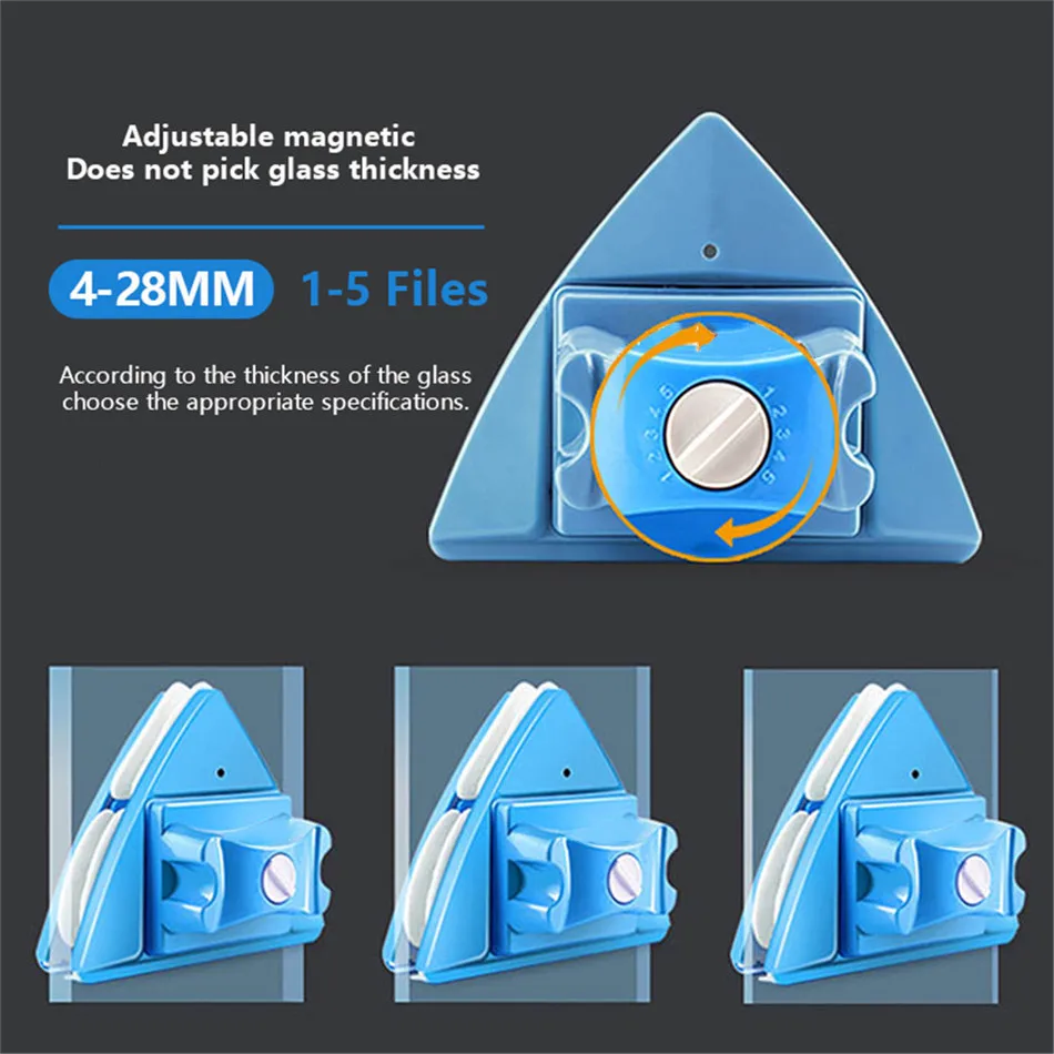 Double Sided Glass Cleaner 5 Adjustable Glass Magnetic Cleaning Tool For Cleaning With Thickness Of 4-28mm