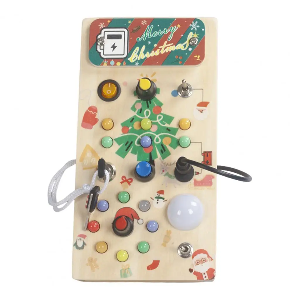 

Light Switch Board for Kids Circuit Board Toy for Kids Led Wooden Board Toy Enhance Attention Develop Cause-effect Perception