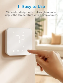 Meross Matter Smart US Wi-Fi Thermostat Compatible with 95% heating and cooling systems Work with Alexa Homekit 4