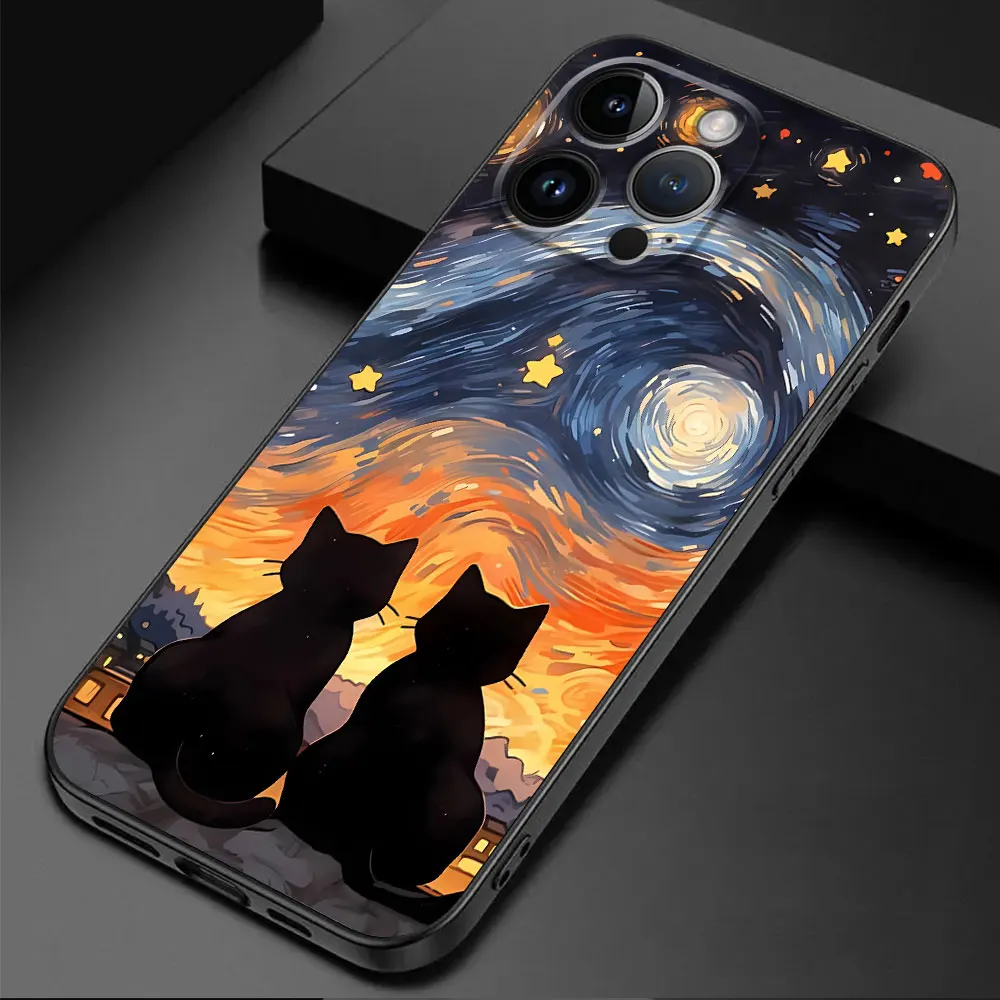 Starry Sky Cat TPU Soft Phone Case