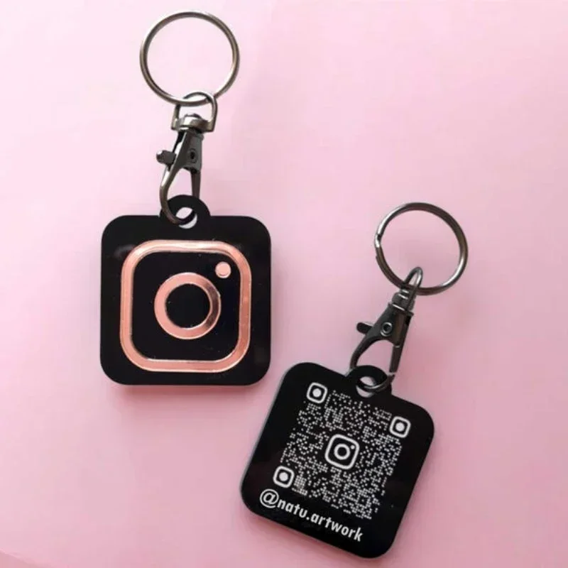 Custom QR Code Keyring Keychain Instagram Facebook Keychain with QR Code Keychain for Social Media 5