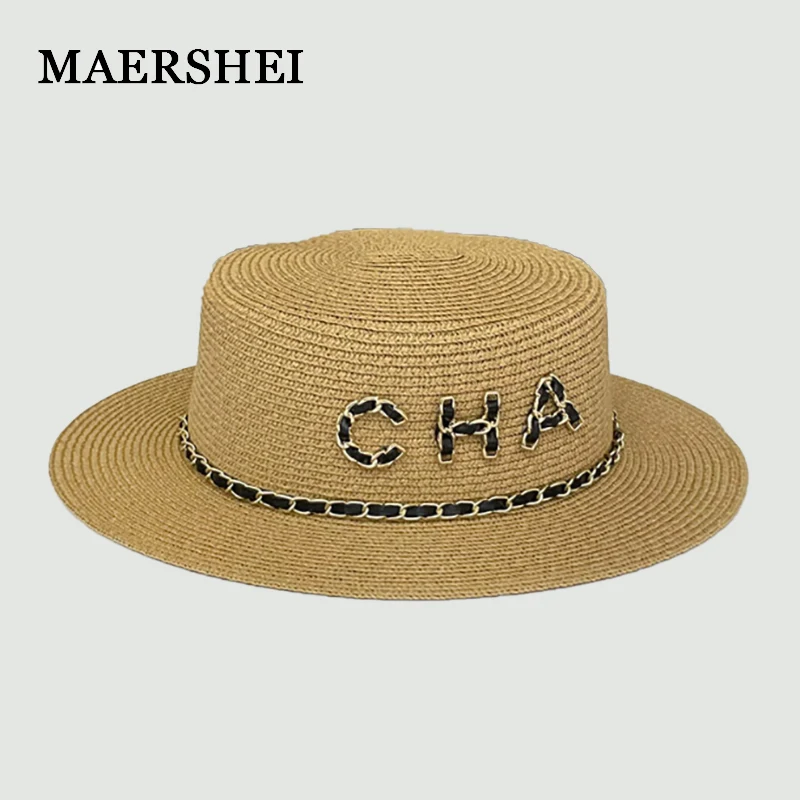 Hat For Women Panama Hat Summer Beach Hat Female Casual Lady Girls Flat Brim Straw Cap Girls Sun Hat Chapeu Feminino  Straw Hat 1