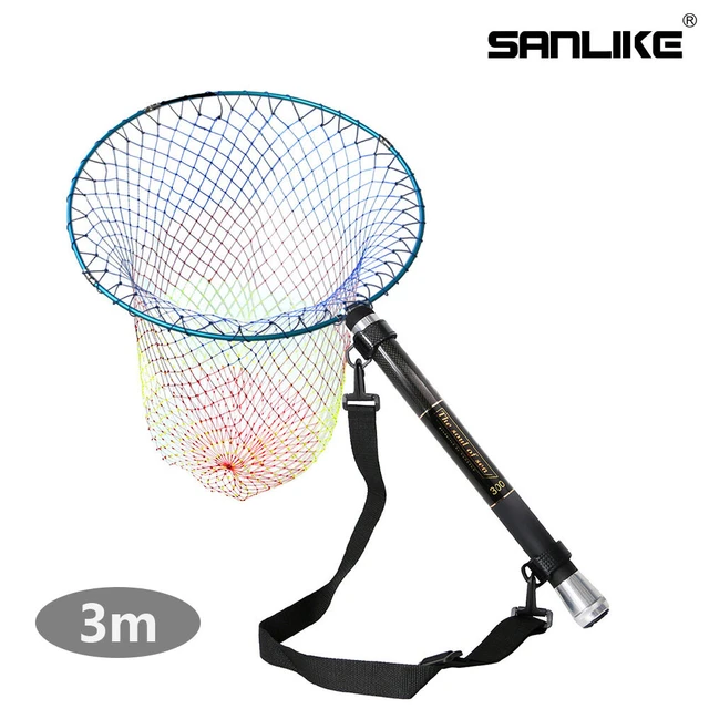 SANLIKE 3m Fishing Landing Net Carbon Fiber portable Telescopic