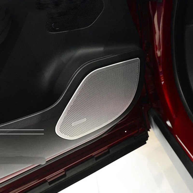 

4 Pcs Aluminium Alloy Silver Car Door Speaker Cover Trim For Jaguar F-Pace F pace x761 2016 Set of