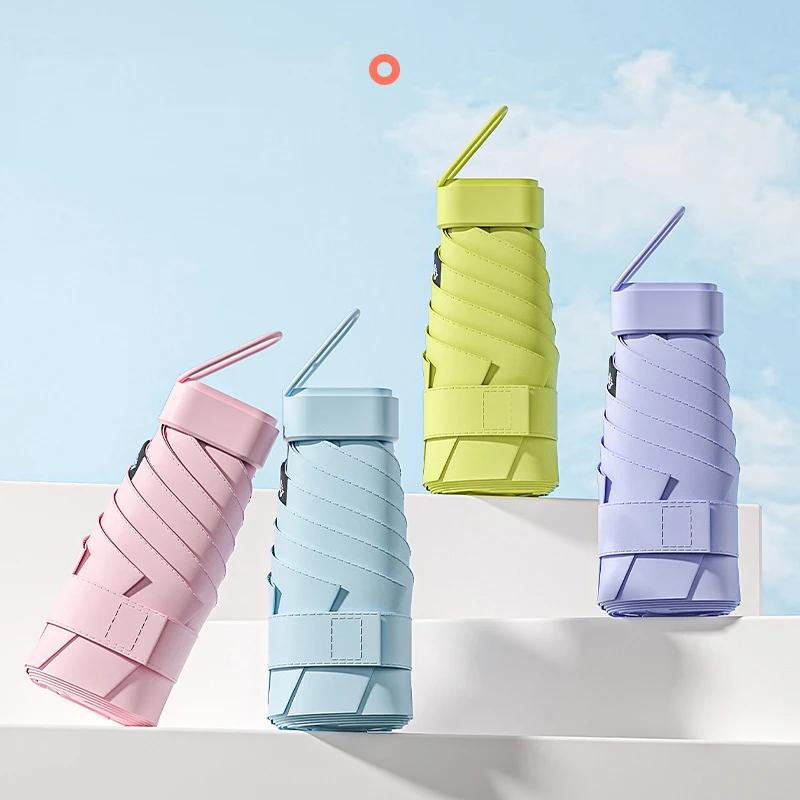 Mini Umbrella Manual Capsule Uv Protection Folding Sun Rain Pocket Compact Travel Parasol