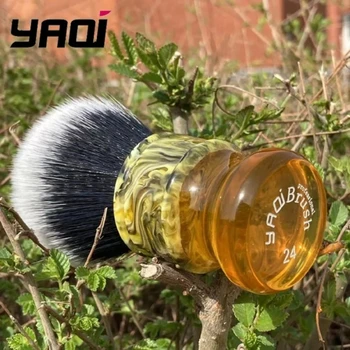 Yaqi 24MM Uomo Spazzole da barba bagnate Sagrada Familia Tuxedo nero/bianco Manico in resina in fibra sintetica 1