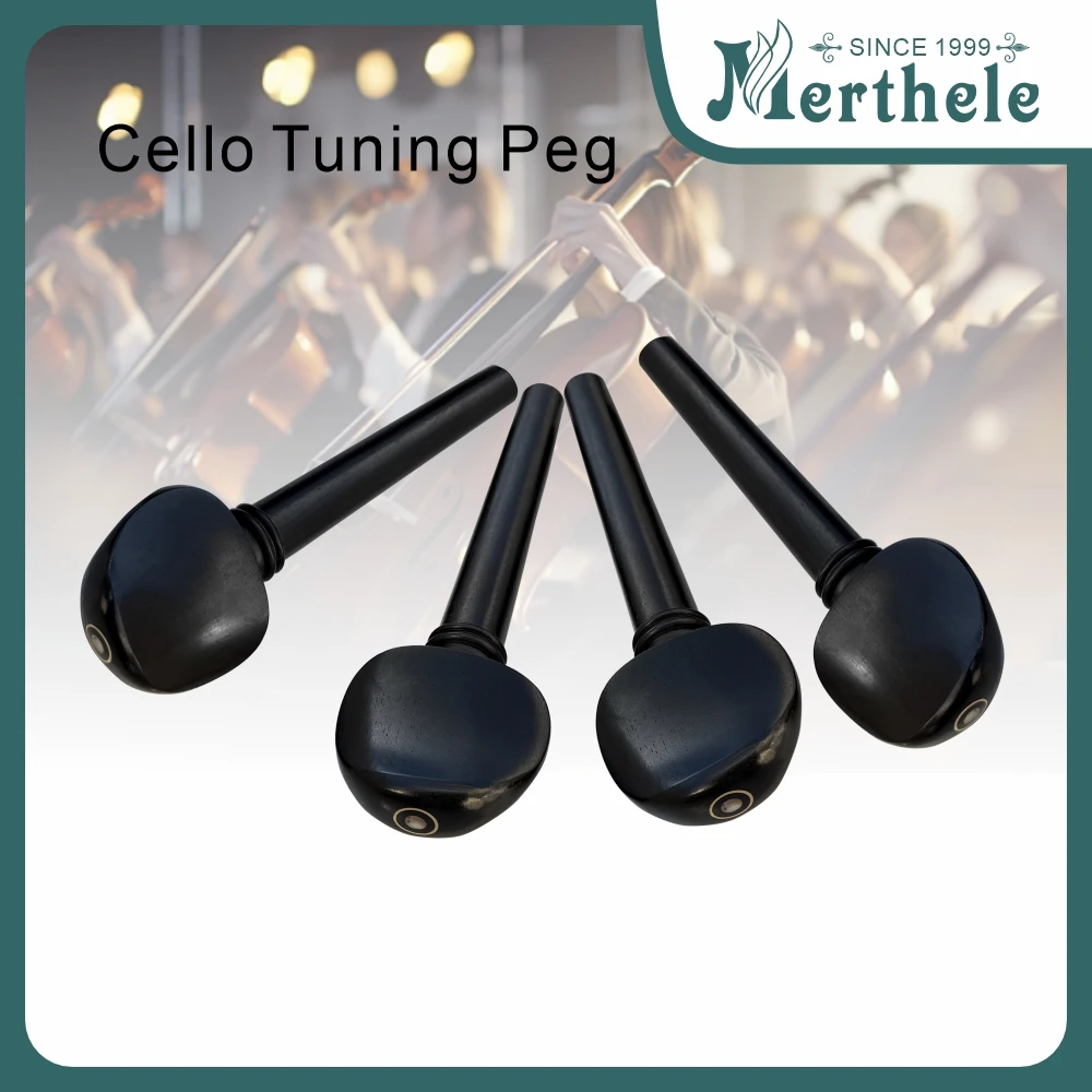 Finest 4Pcs/Set Ebony 4/4 3/4 1/2 1/4 1/8 Cello Machine Heads Cello Replacement Tuning Pegs Black