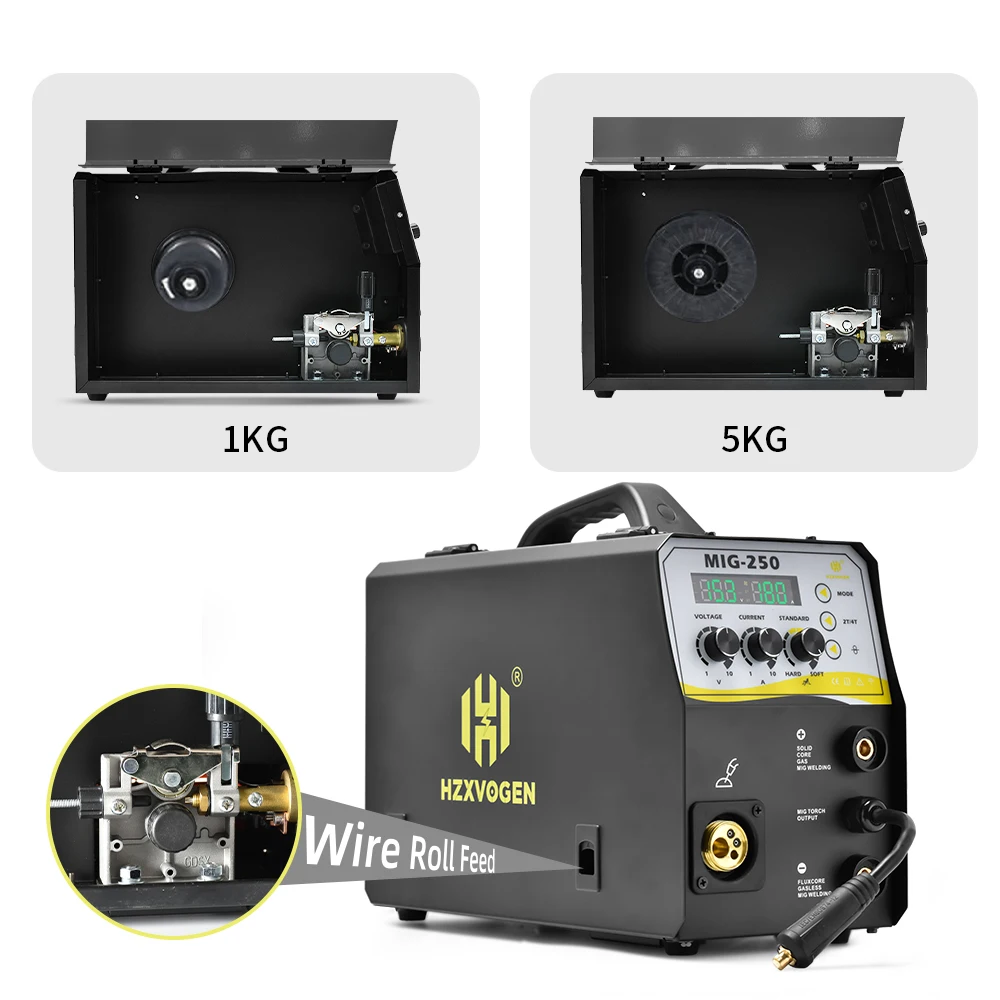 HZXVOGEN 220V Semi-automatic Welding Machine 4 IN 1 MIG Gas Gasless No Gas ARC TIG 2T 4T IGBT INVERTER TIG MMA Stick MIG Welder