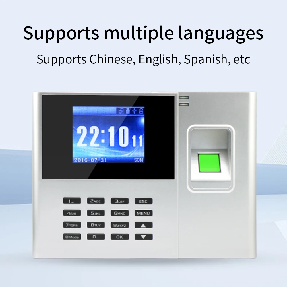 스마트 출석 기록기 지문+번호+RFID 3-in-1 2.8인치 화면 디스플레이 USB 데이터 관리 직원 출퇴근 기록기