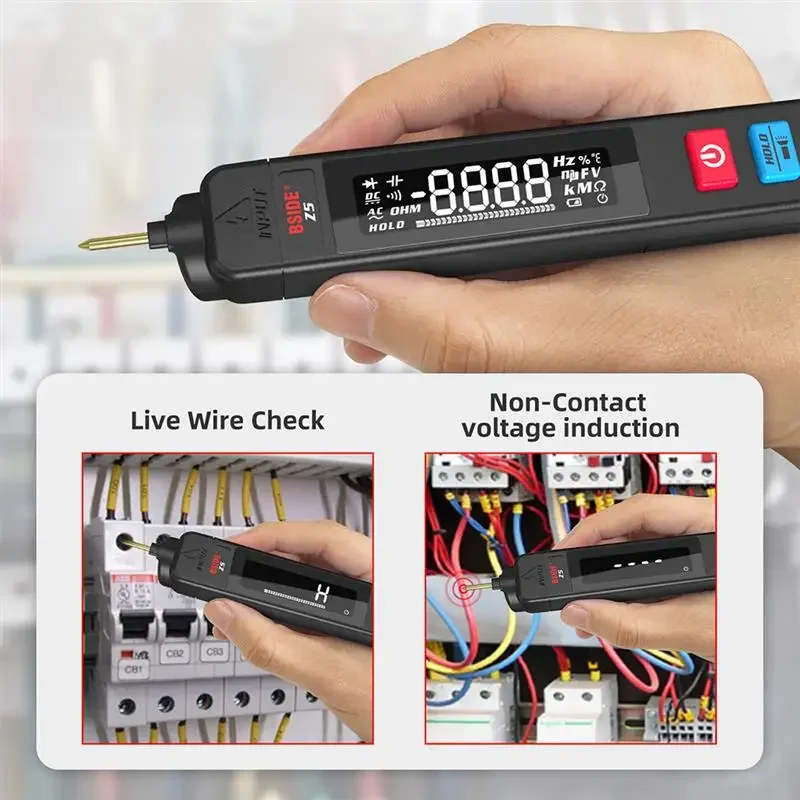 

Smart Pen Tester BSIDE Digital Multimeter Auto Ranging 6000 DC AC Voltage Capacitance Ohm Hz Diode Continuity Live Meter