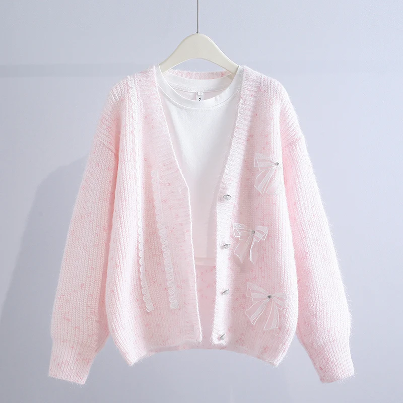 

Lace Butterfly Knitted Women Sweater Cardigan Winter Sweet Style Loose Sweet Style Elegant Female Outwear Coats Top Quality