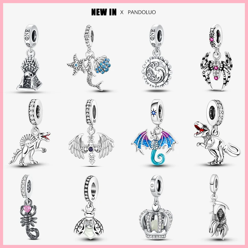 

2023 New in Hot Sale Silver Color Series Dragon Shape Charm Beads Fit Pandora 925 Original Bracelet Women Silver Pendant Jewelry