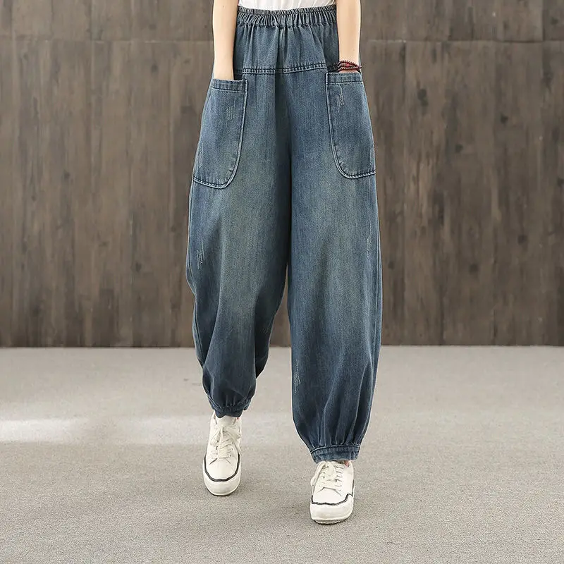 

Women's Korean Style Loose Denim Trousers 2023 Spring Autumn High Waist Y2k Clothing Jeans Baggy Woman Pants Urban Clothes Jean