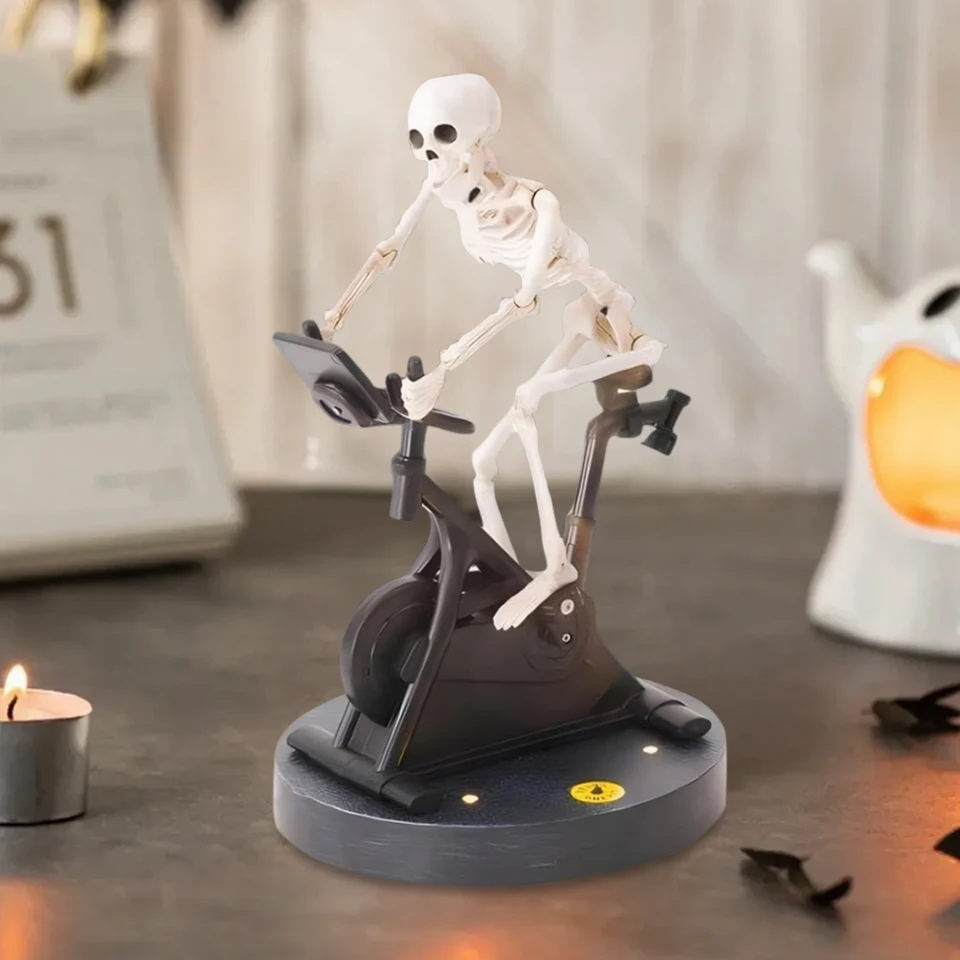 Halloween Skeleton Riding Exercise Bike Decor