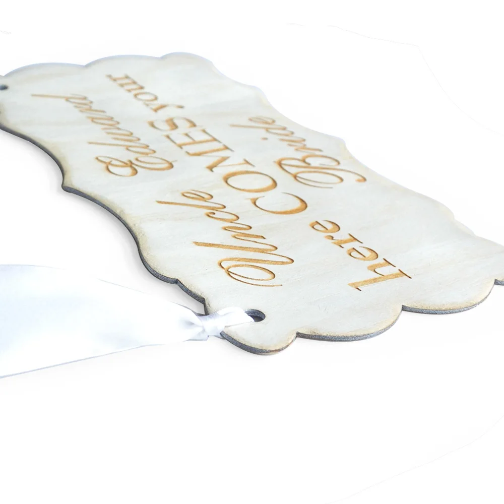 Personalized Wedding Sign Here Comes Your Bride Rustic Wedding Signage Wood Flower Girl Ring Bearer Sign Customizable
