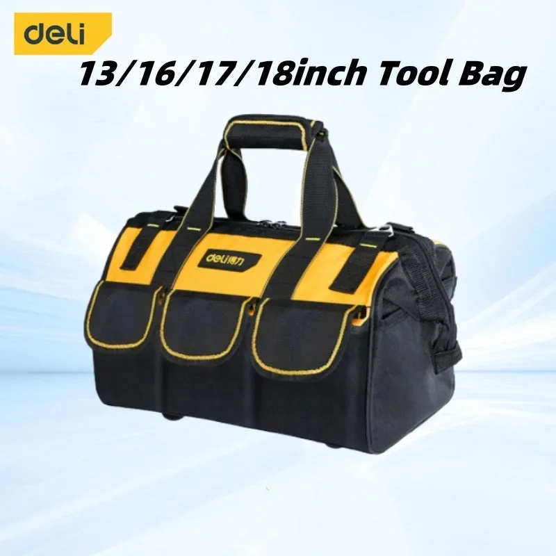 Deli Electrician Tool Bag 13/16/17/18Inch Woodworking Repair Tool Pouch Thickened Durable Large-capacity Toolbag