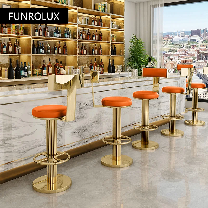 Golden Bar Chair Height Adjustable Swivel Counter Bar Stool Modern