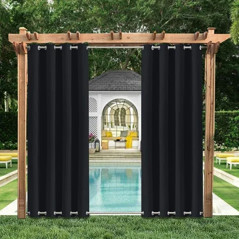 

Outdoor Patio Curtains Sun Block Windproof Waterproof Blackout Window Curtains For Garden Bedroom Drapes Porch Gazebo