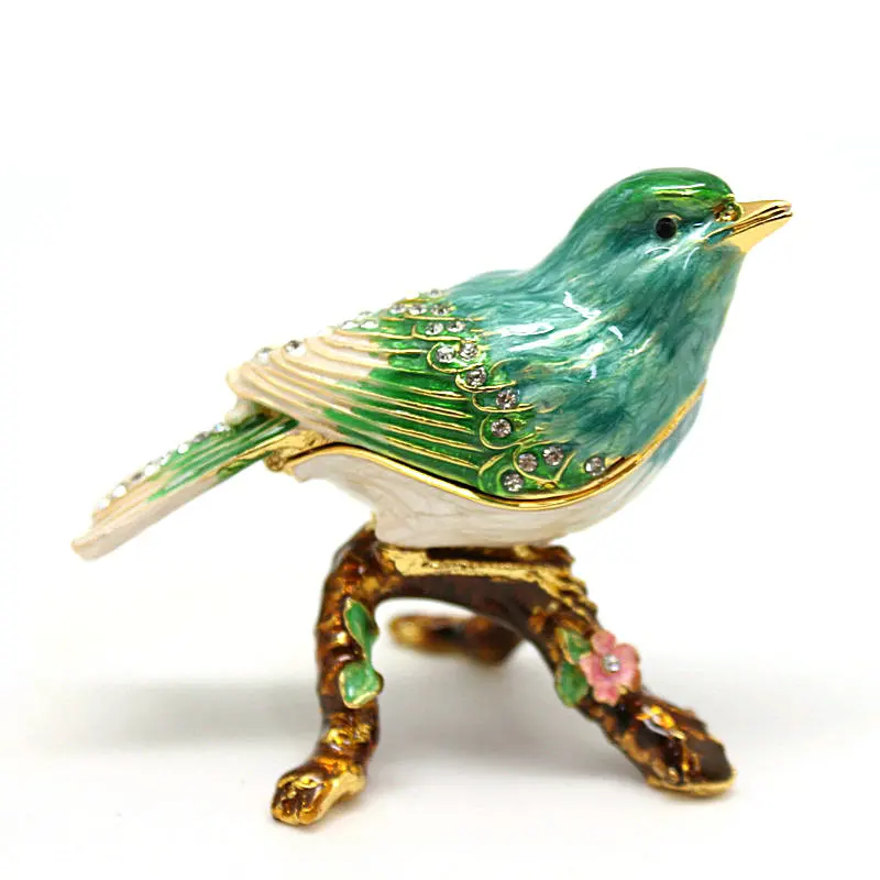 SHINNYGIFTS Enamel Pewter Magpie Small Ornaments Bird Trinket Box Wedding Gifts